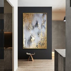 Custom Handmade Gold Foil Oil Painting Light Luxury Living Room Decor High