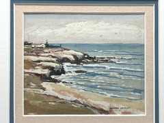 Listed Calif. Artist Edward Langley 1870-1949 Beach Watercolor Framed Painting