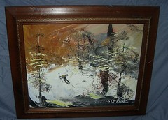 MORRIS KATZ ORIGINAL OIL PAINTING 1981 SKIER APPROX 25 X 21 FRAMED