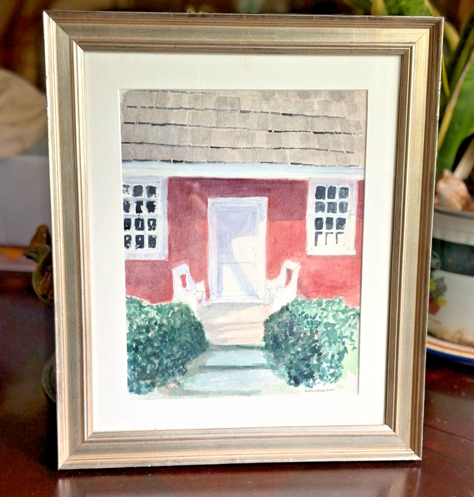 Original Watercolor & Pencil Painting – „Two Benches“ Ithaca, NY – Signed