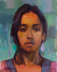 Original Oil Portrait Indian Girl Ukrainian -American Art Contemporary Realism