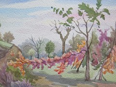 Old Painting Watercolor Landscape Emilia Countryside 38×26 CM P14