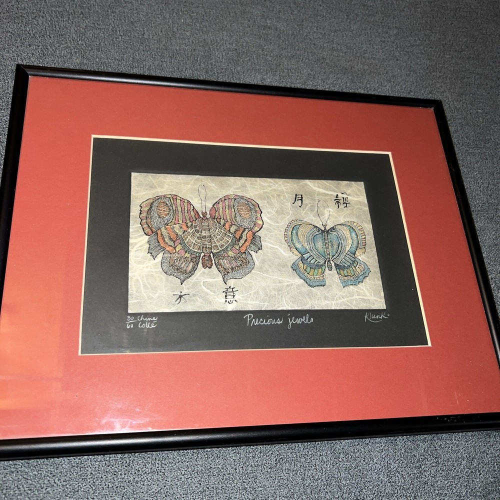 „Precious Jewels“ drawing of butterflies Robert Klunk in 1981 chine colle 30/61