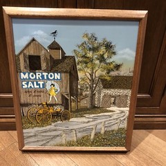Vintage Morton Salt Girl Barn Country Painting Picture Art Canvas Hargrove Frame