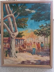 Large painting on canvas. 1984. Germany. ARTIST Wäldchen. Impressionism style. L