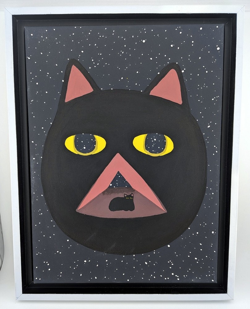 ORIGINAL Danial Ryan acrylic on canvas: “Just Passin Through“ Cat painting