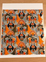 Vintage Original Gouache Textile Design, Art Nouveau Floral Scroll Repeat,