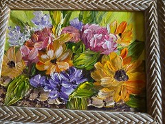 Small Gloria Ester „Basketful Of Spring“ Acrylic Painting – Signed/Framed P10