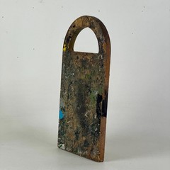 Vintage Artist’s Arched Design Rectangular Painting Palette With Remnant Oil Pai