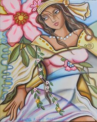 Beautiful Woman moves in Natures Wind Shantelle Knight Pop Cubist Style