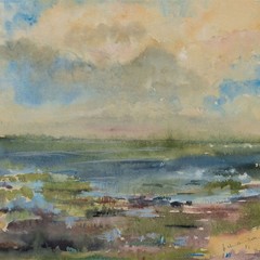 Gerhard Schulte-Dahling Rantum Sylt Landscape Postwar Signed Watercolor 1982