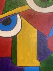Abstract People,man And Woman,cubism,couple 16/20 Original Painting On Canvas,