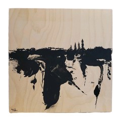 No.676 Original Abstract Minimal Landscape Painting On Cradled Pine By K.ADavis
