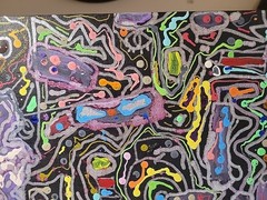 Modern Hand Made Acrylic Pen Abstract Painting On Hardboard 11×14