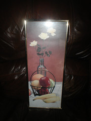Artistic Painting: Flower Vase, Fruit Basket, Banana, Apples 8 x 20