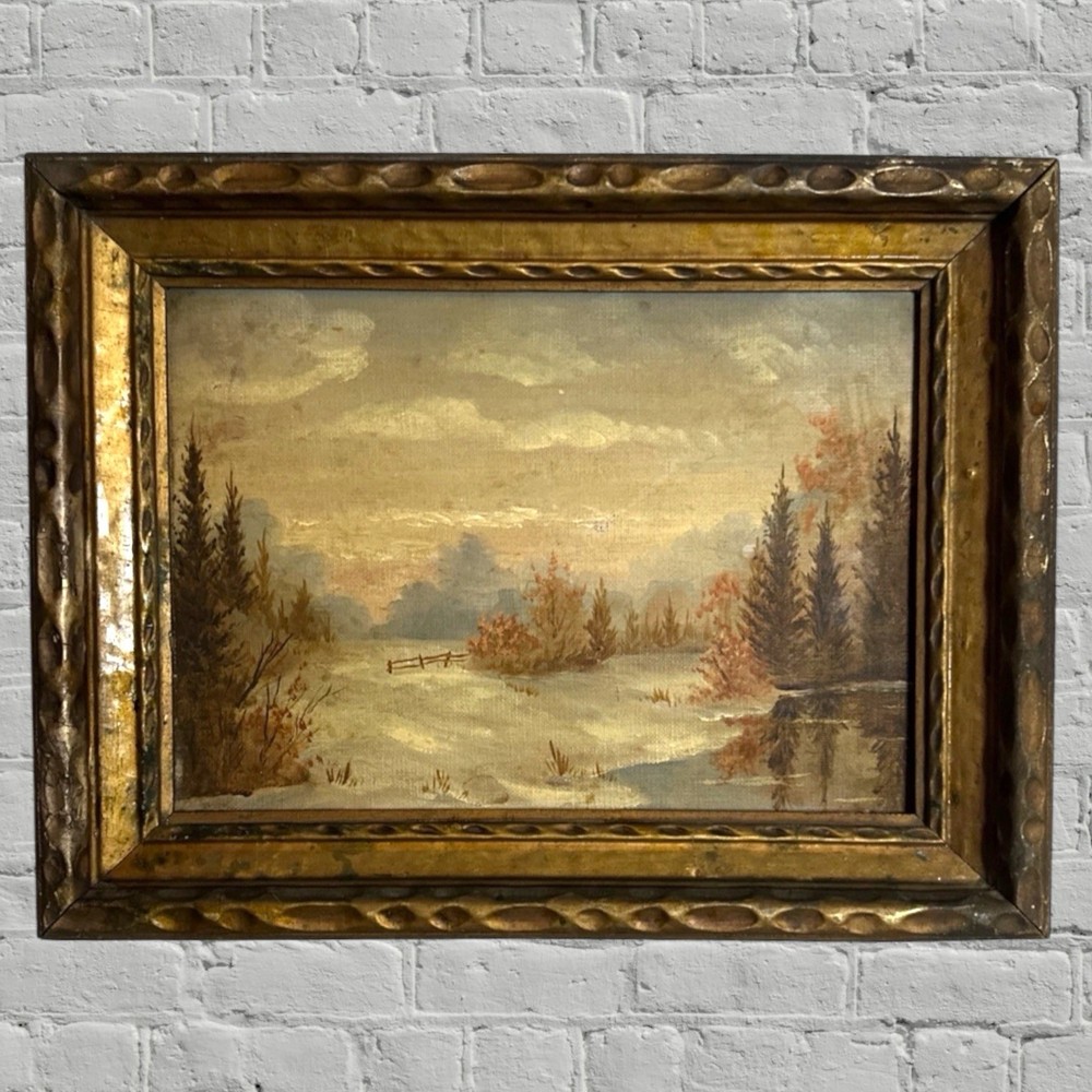 Antique Framed Ted Christensen Signed Original Painting Pink Sunset 172
