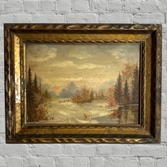 Antique Framed Ted Christensen Signed Original Painting Pink Sunset 172
