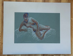 CHUCK GIBBON ALBUQUERQUE N.M. PREGNANT WOMAN DRAWING ON PAPER 20″ X 25.5″ 2009