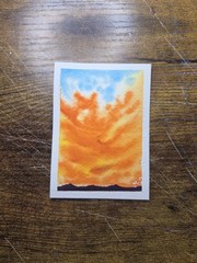 ACEO Original painting Beautiful Sunset Burst (2.5×3.5 inches) Watercolor