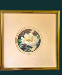 Watercolor Painting Original Peony Rose Flower Pink Square Frame 7.25″ X 7.25″
