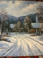 Vintage Original Oil Painting Jamison Signed Landscape Winter Country Scene Snow