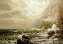 Oil painting seascape & ocean waves Cliffs-of-Dover-William-Trost-Richards-art