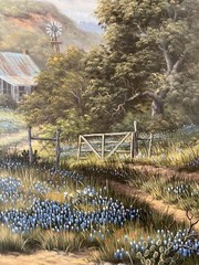 LG Bluebonnet Oil Painting-TX Listed Artist Judy Gibson-Texas Hill Country