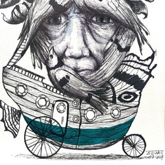 ALAIN DONATE HERNANDEZ ORIGINAL MIXED MEDIA ACRYLIC,INK ON CARDBOARD 8″X 11″