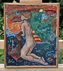 Louis Pohl Sex Appeal Akt Woman Oil Painting on Canvas Signed Danish Art