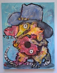 Possum Americana Animal Outsider Painting Thayer Graffiti Folk Large Canvas