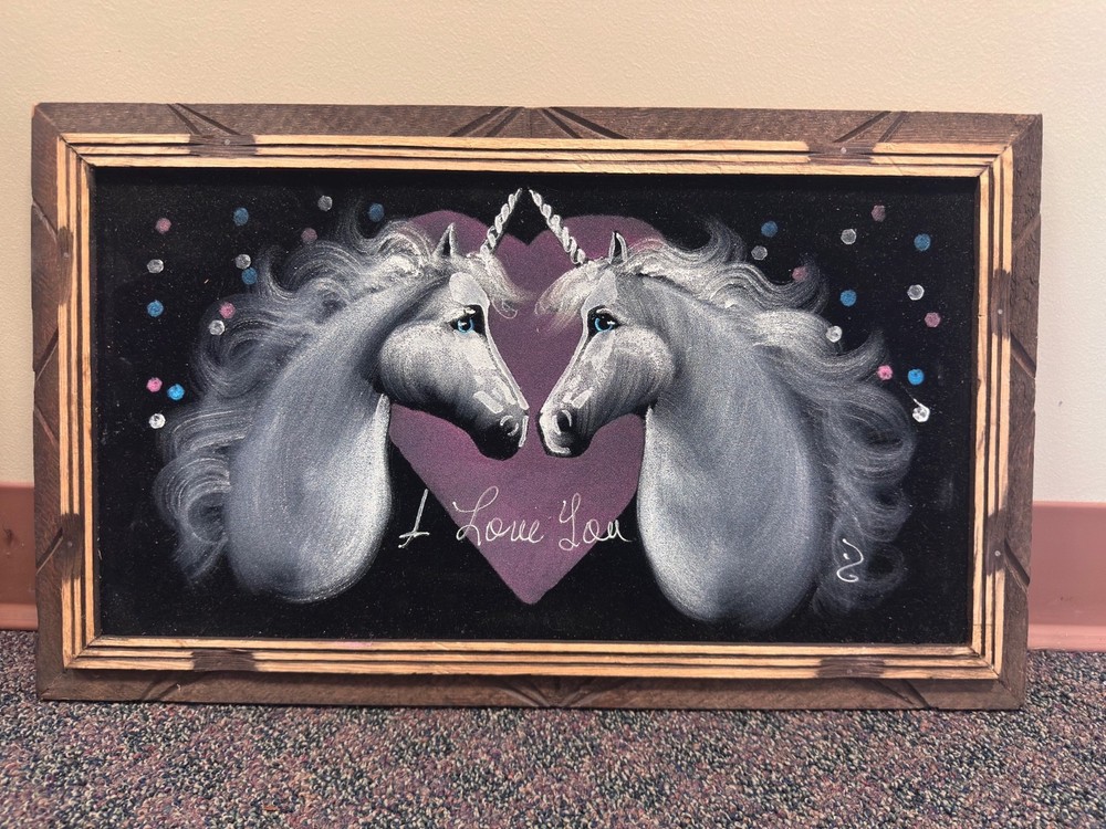 I Love You Unicorn 13×22″ Signed Fantasy Romance Heart Kitsch Vintage