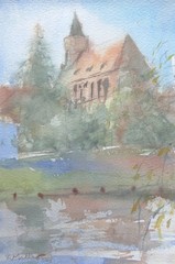 GERRY MILLER. Watercolour. „Beeskow“. No frame. 19x28cm.