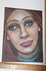 Original Art chalk Pastel Portrait pretty woman 9 x 12 inches