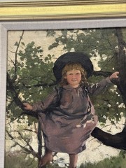 Charles Fries Painting Portrait His Daughter Landscape 1895 Antique 19th Century