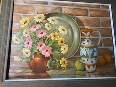 Ida May Carr „Still Life With Flowers And Green Plate Oil Painting-Signed/Framed