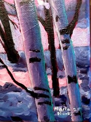 Maria Art BIRCH TREE Art 8×10 Canvas Board Original Oil Reverse Expression Decor
