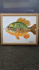 Original Art, perch, Stream, Steven Shaner, Fly fishing Cabin Decor musician art