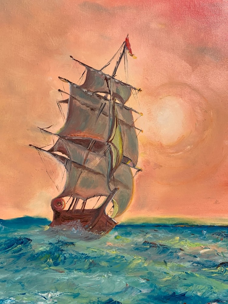 Large Oil Painting on Canvas, Seascape by Serg Graff „Clipper Ship Dream“