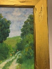 Original Impressionist Oil Painting Wildflower Field And Country Road 16” X 20”*