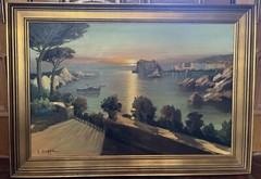 Carlo Ciappa (Italian, 19th/20th century) Overlooking An Italian Harbor.