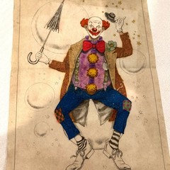 Vintage 1989 Tri-Chem Clown & Bubbles Fabric Painting Chart 7236 Glitter Accents