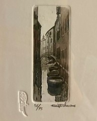 Vintage Venice Canal Boats Watercolor Framed Signed, Numbered