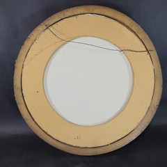 Yellow Rose Flower Original Painting Signed Round Gold Frame OOAK Wall Art