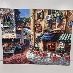 Buon Appetito Finished Acrylic Paint By Number 20×16 Italy City Restaurants Flaw