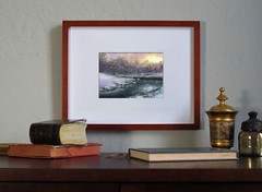 ORIGINAL WATERCOLOR WINTER LANDSCAPE by Linda Henry – Matted and ready to frame!