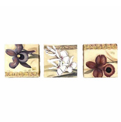 Botanical Floral Canvas Wall Art Set of 3 Flower Prints Farmhouse Floral 7 x7″