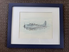 Original Watercolor Douglas SBD Dauntless Plane Painting 1/1 Panagiotis Mitos