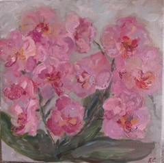 orchid original oil painting, painting on canvas, pink orchid wall art, flowers