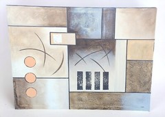 Large Acrylic on Canvas Signed Geometric Contemporary Painting 48″ X 36″, c1990s