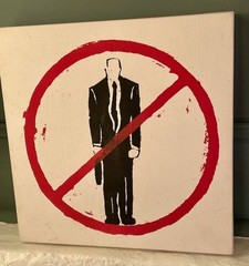 „NO SUITS“ by DAVID ROSS Silk Screen on Canvas 12″x12″ Signed by Artist 1996